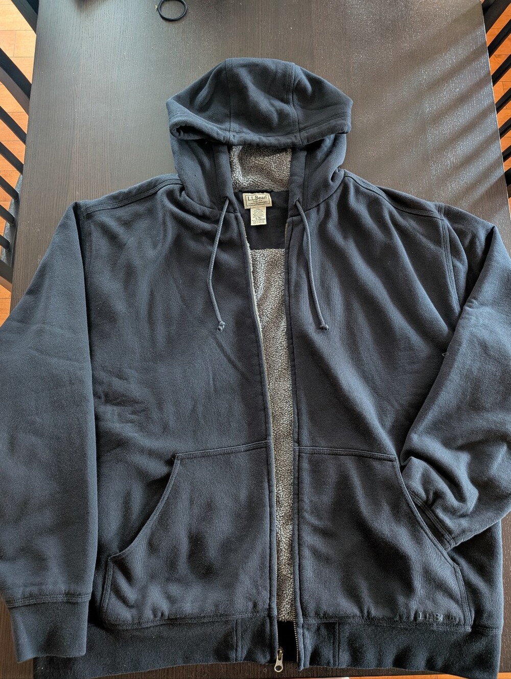 LL Bean Katahdin Iron Works Fleece Lined Insulated Zip Hoodie Black Mens XL